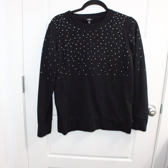 Buffalo Crew Neck Sweater Size Medium Black Silver Studded - Picture 1 of 3